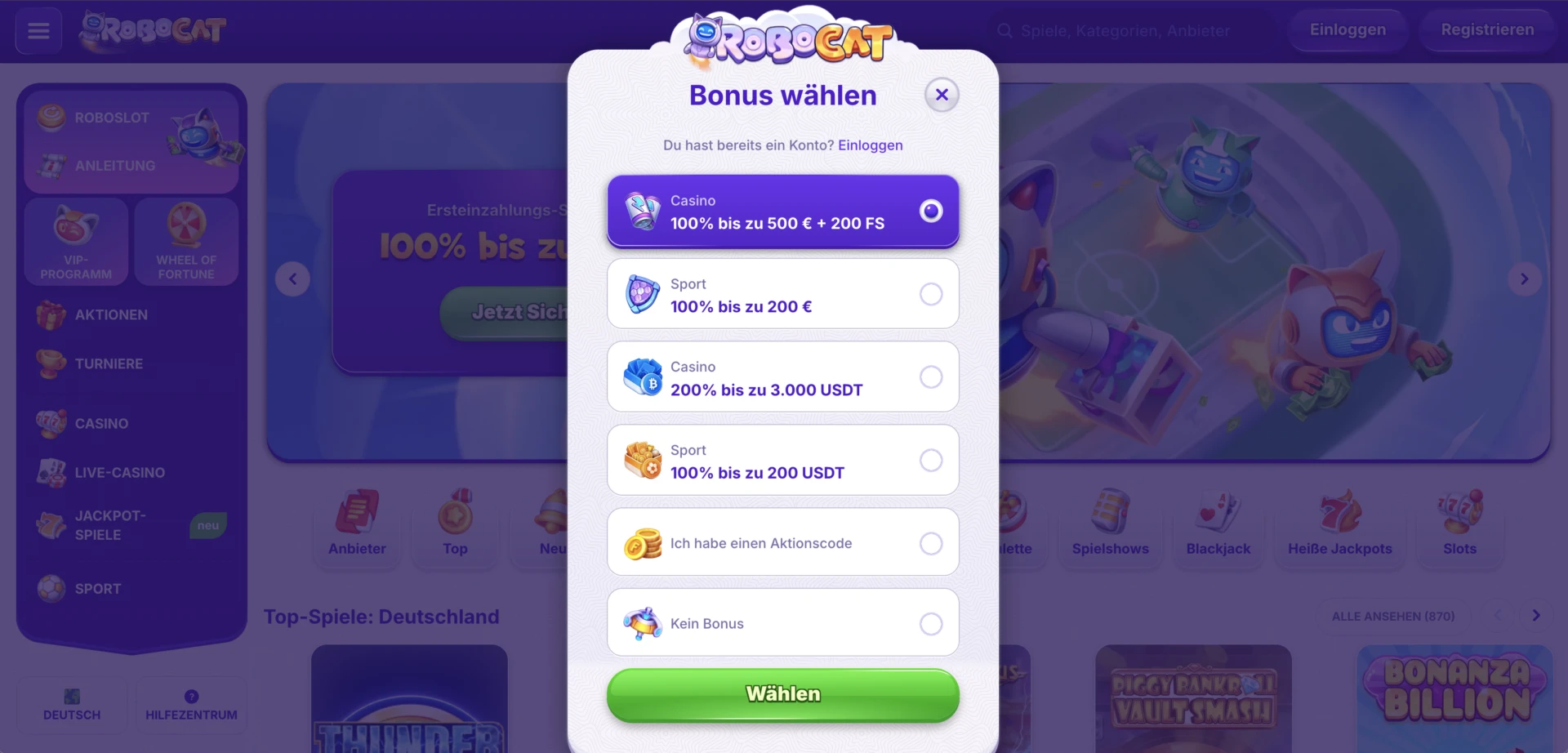 robocat bonus de