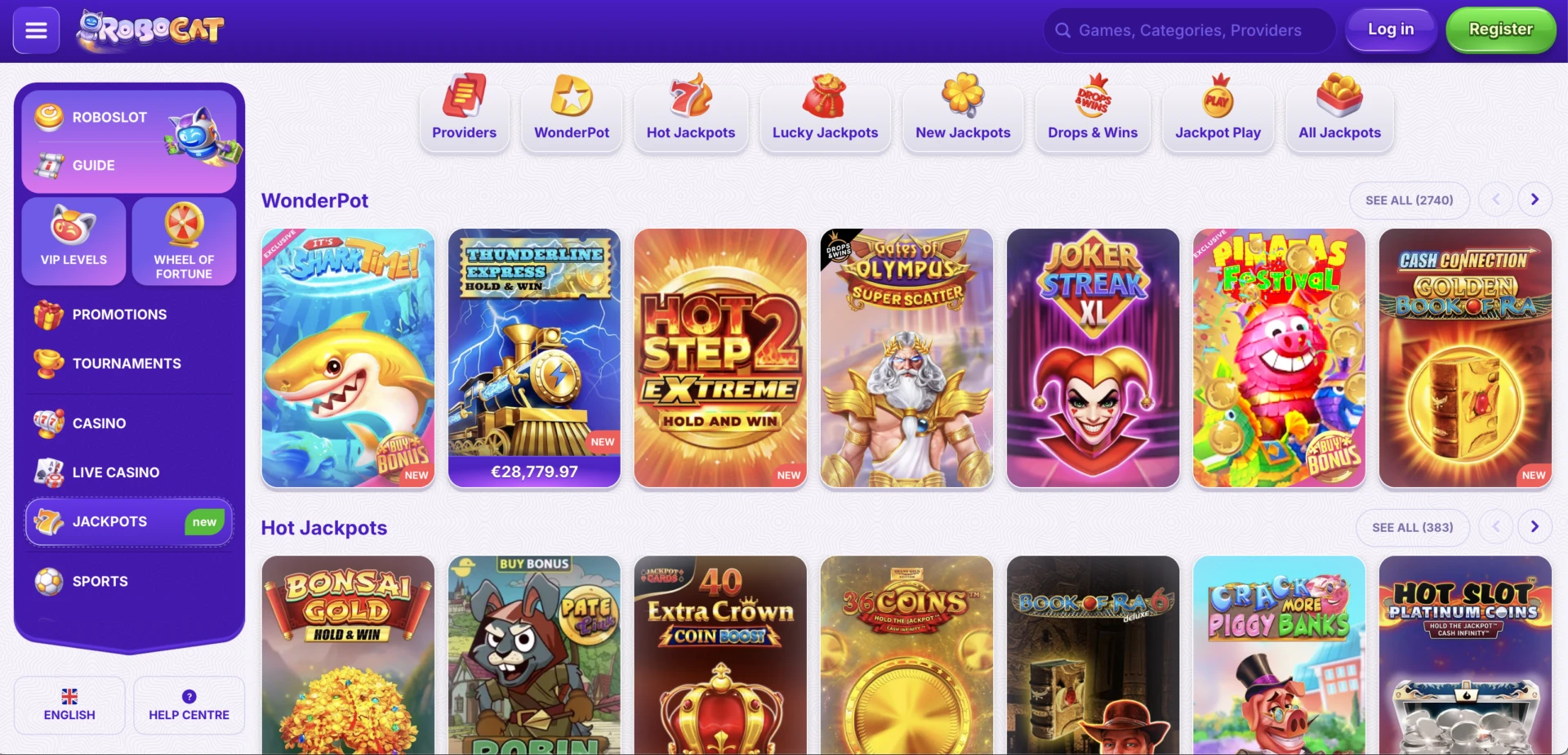 robocat jackpots